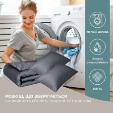 Комплект постільної білизни євро, підковдра 200 x 220 см та 2 наволочки 50 x 70 см, преміум сатин, темно-сірий, ТМ IDEIA Комплект постільної білизни євро, підковдра 200 x 220 см та 2 наволочки 50 x 70 см, преміум сатин, темно-сірий, ТМ IDEIA