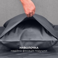 Комплект постільної білизни полуторний, підковдра 145 x 215 см та 2 наволочки 50 x 70 см, преміум сатин, т. сірий, ТМ IDEIA