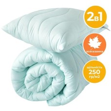 Набір Tropical IDEIA, полуторна ковдра 140 x 210 см + подушка 50 x 70 см, антиалергенний, всесезонний м’ята