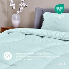 Набір Tropical IDEIA, полуторна ковдра 140 x 210 см + подушка 50 x 70 см, антиалергенний, всесезонний м’ята
