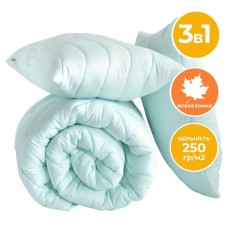 Набір Tropical IDEIA, євро ковдра 200 x 220 см + 2 подушки 50 x 70 см, антиалергенний, м’ята