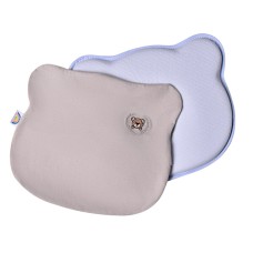 Наволочка на дитячу ортопедичну подушку BabyComfort, 23 x 27 см, трикотаж з вишивкою, сірий беж, ТМ PAPAELLA
