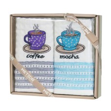 Набір кухонних рушників вафельних, 2 шт. 50 x 70 см., Simona Cup Coffee-3, ТМ Nilteks, Туреччина