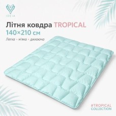 Ковдра літня IDEIA Tropical 140x210 см (полуторна), штучний лебединий пух, легка, гіпоалергенна, блакитна