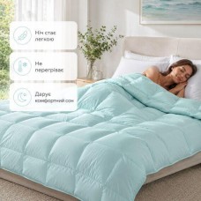 Ковдра літня IDEIA Tropical 175x210 см (двоспальна), штучний лебединий пух, легка, гіпоалергенна, блакитна