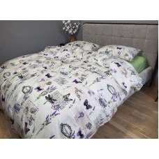 Комплект постільної білизни Листівка/салатовий, Turkish flannel
