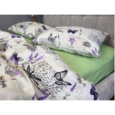 Комплект постільної білизни Листівка/салатовий, Turkish flannel Комплект постільної білизни Листівка/салатовий, Turkish flannel