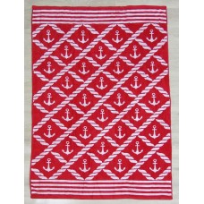 Рушник пляжний махра-велюр 100 x 150 см, JYD-030 якір на червоному, ТМ Parisa Home