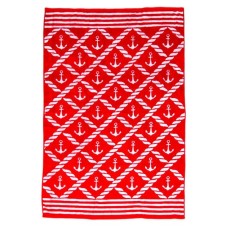 Рушник пляжний махра-велюр 100 x 150 см, JYD-030 якір на червоному, ТМ Parisa Home