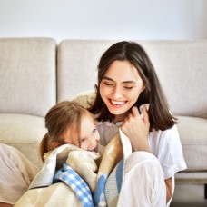 Плед детячий бавовна BABY ТM PAPAELLA 90 x 120 см киця блакитний
