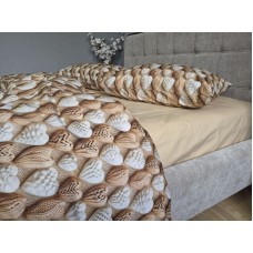 Комплект постільної білизни Плетені Сердечки Cotton 5D бежевий