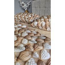 Комплект постільної білизни Плетені Сердечки Cotton 5D бежевий