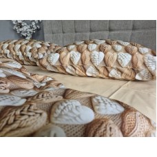 Комплект постільної білизни Плетені Сердечки Cotton 5D бежевий