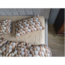 Комплект постільної білизни Плетені Сердечки Cotton 5D бежевий