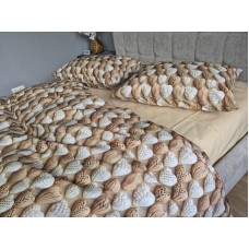 Комплект постільної білизни Плетені Сердечки Cotton 5D бежевий