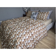 Комплект постільної білизни Плетені Сердечки Cotton 5D бежевий