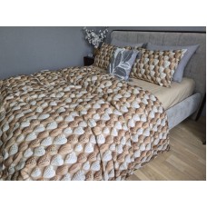 Комплект постільної білизни Плетені Сердечки Cotton 5D бежевий