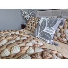 Комплект постільної білизни Плетені Сердечки Cotton 5D бежевий