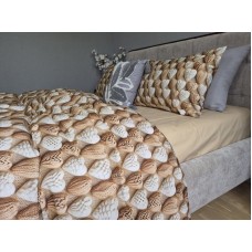 Комплект постільної білизни Плетені Сердечки Cotton 5D бежевий