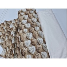 Комплект постільної білизни Плетені Сердечки Cotton 5D молочний