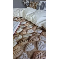 Комплект постільної білизни Плетені Сердечки Cotton 5D молочний