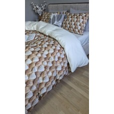 Комплект постільної білизни Плетені Сердечки Cotton 5D молочний