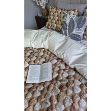 Комплект постільної білизни Плетені Сердечки Cotton 5D молочний