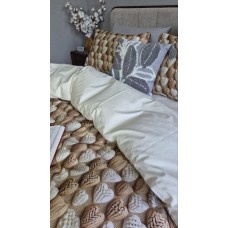 Комплект постільної білизни Плетені Сердечки Cotton 5D молочний