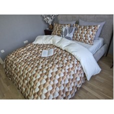 Комплект постільної білизни Плетені Сердечки Cotton 5D молочний