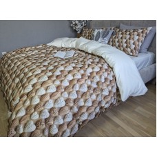 Комплект постільної білизни Плетені Сердечки Cotton 5D молочний