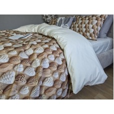 Комплект постільної білизни Плетені Сердечки Cotton 5D молочний