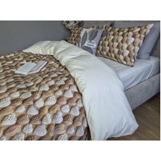 Комплект постільної білизни Плетені Сердечки Cotton 5D молочний