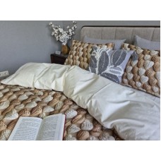 Комплект постільної білизни Плетені Сердечки Cotton 5D молочний