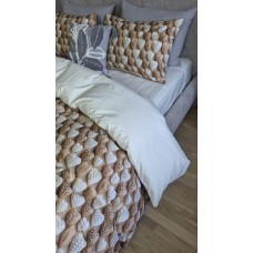 Комплект постільної білизни Плетені Сердечки Cotton 5D молочний