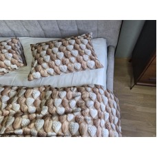Комплект постільної білизни Плетені Сердечки Cotton 5D молочний