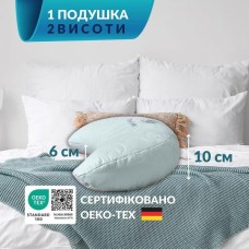 Подушка Balance ергономічна 46 x 24 x 10 см. для шиї, голови та спини, зелена з вишивкою, ТМ IDEIA
