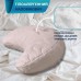 Подушка Balance ергономічна 46 x 24 x 10 см. для шиї, голови та спини, коричнева з вишивкою, ТМ IDEIA