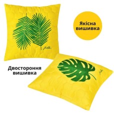 Подушка декоративна Тропікал, 40 x 40 см, антиалергенна, з вишивкою, жовта, ТМ IDEIA