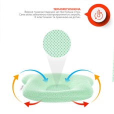 Подушка дитяча ортопедична Ведмедик, 20 x 27 x 5 см, для немовлят, м’ята, ТМ Papaella