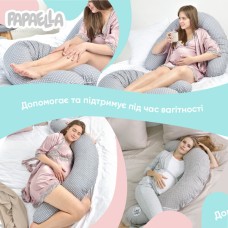 Подушка для вагітних та годування 30 x 190 см, сіра в горошок, ТM PAPAELLA