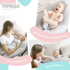 Подушка для вагітних та годування 30 x 190 см, сіра в горошок, ТM PAPAELLA