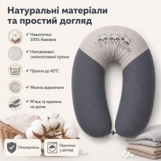 Подушка для вагітних та годування 30 x 190 см, з вишивкою, сіра в горошок, ТM PAPAELLA