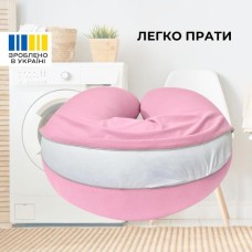 Подушка для вагітних та годування SeiDesign 30 x 190 см, трикотаж, гіпоалергенна, бавовняна наволочка на блискавці, пудра