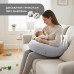 U-подібна подушка для вагітних та годування SeiDesign 30 x 190 см, трикотаж, гіпоалергенна, бавовняна наволочка на блискавці, сіро-бежева
