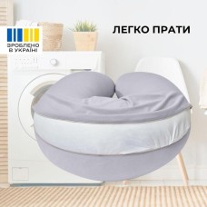 U-подібна подушка для вагітних та годування SeiDesign 30 x 190 см, трикотаж, гіпоалергенна, бавовняна наволочка на блискавці, сіро-бежева