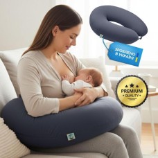U-подібна подушка для вагітних SeiDesign 30 x 190 см, для сну та годування, бавовна, знімна наволочка, темно-сіра