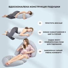 Подушка для вагітних та годування 30 x 190 см, сіра в горошок, ТM PAPAELLA