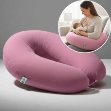 Подушка для вагітних та годування SeiDesign 30 x 190 см, трикотаж, гіпоалергенна, бавовняна наволочка на блискавці, пудра