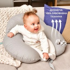 Подушка для годування диван 60 x 70 x 16 см бавовна антиалергенне волокно горошок сірий