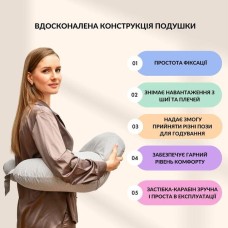 Подушка для годування диван 60 x 70 x 16 см бавовна антиалергенне волокно горошок сірий